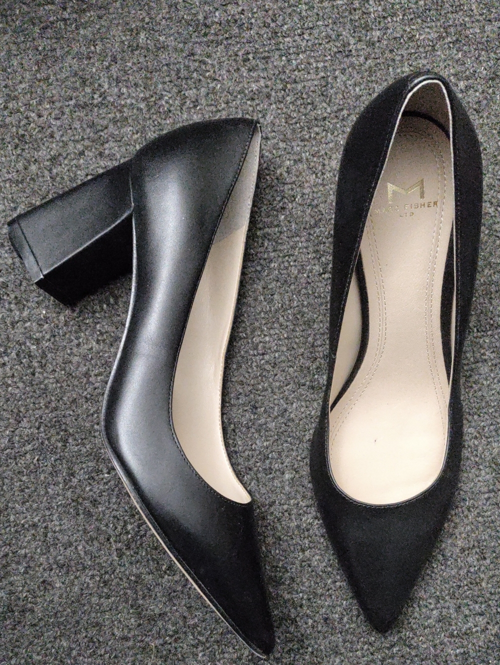 Marc Fisher LTD Black Pointed Block Heel Pumps